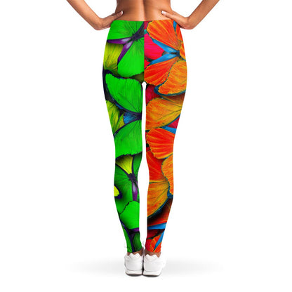 Rainbow Butterfly Pattern Print Women's Leggings