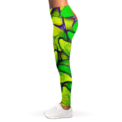 Rainbow Butterfly Pattern Print Women's Leggings