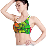 Rainbow Butterfly Pattern Print Women's Sports Bra