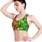 Rainbow Butterfly Pattern Print Women's Sports Bra