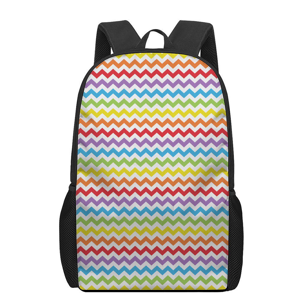 Rainbow Chevron Pattern Print 17 Inch Backpack