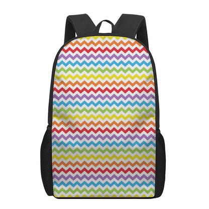 Rainbow Chevron Pattern Print 17 Inch Backpack