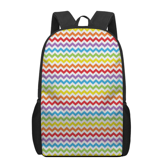 Rainbow Chevron Pattern Print 17 Inch Backpack