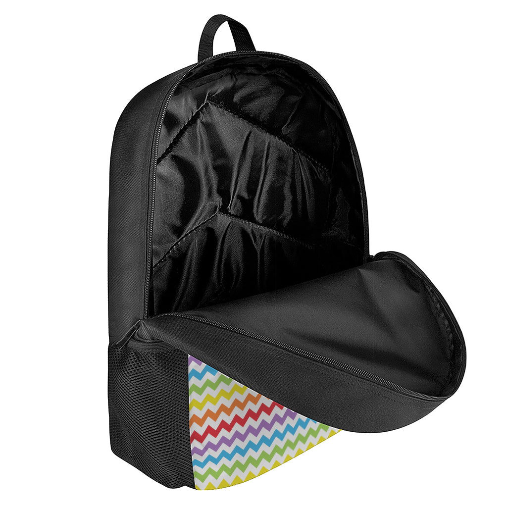 Rainbow Chevron Pattern Print 17 Inch Backpack
