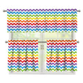 Rainbow Chevron Pattern Print 3 Piece Kitchen Curtains