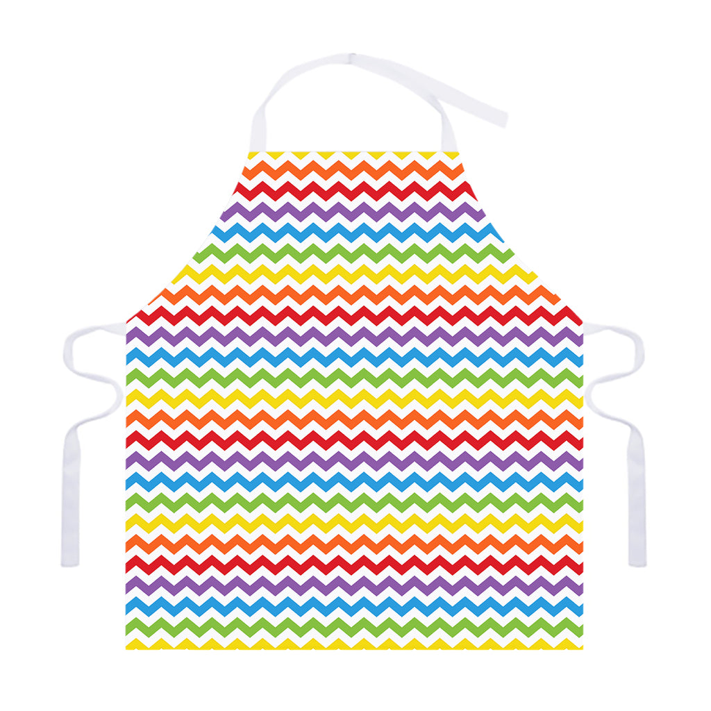 Rainbow Chevron Pattern Print Adjustable Apron