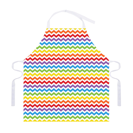 Rainbow Chevron Pattern Print Adjustable Apron