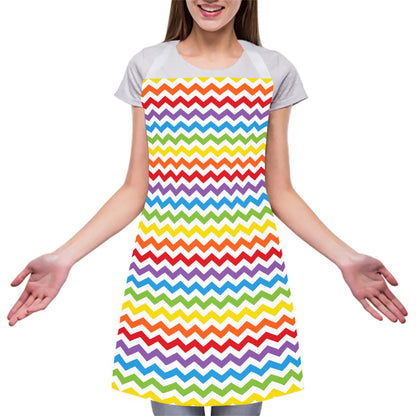Rainbow Chevron Pattern Print Adjustable Apron
