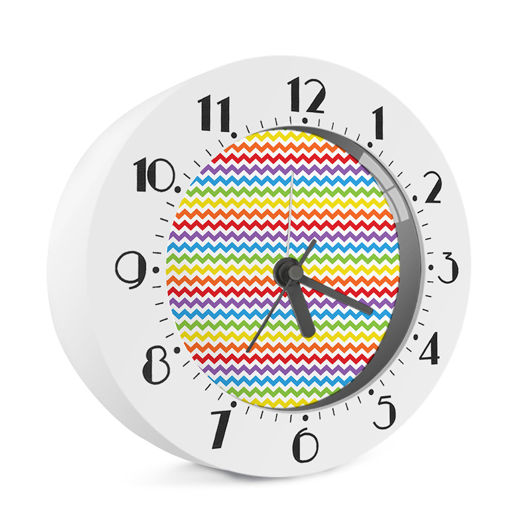 Rainbow Chevron Pattern Print Alarm Clock
