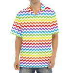 Rainbow Chevron Pattern Print Aloha Shirt