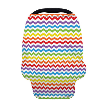 Rainbow Chevron Pattern Print Baby Seat Cover
