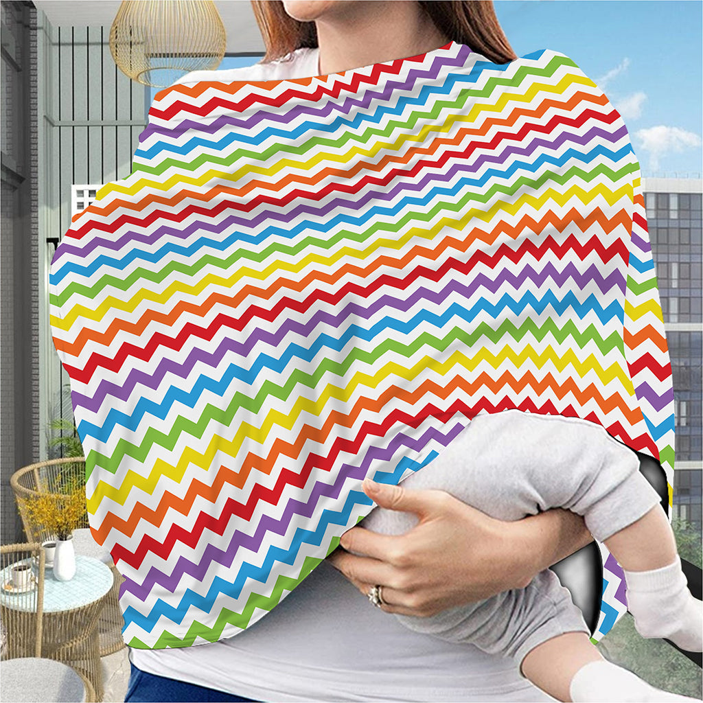 Rainbow Chevron Pattern Print Baby Seat Cover