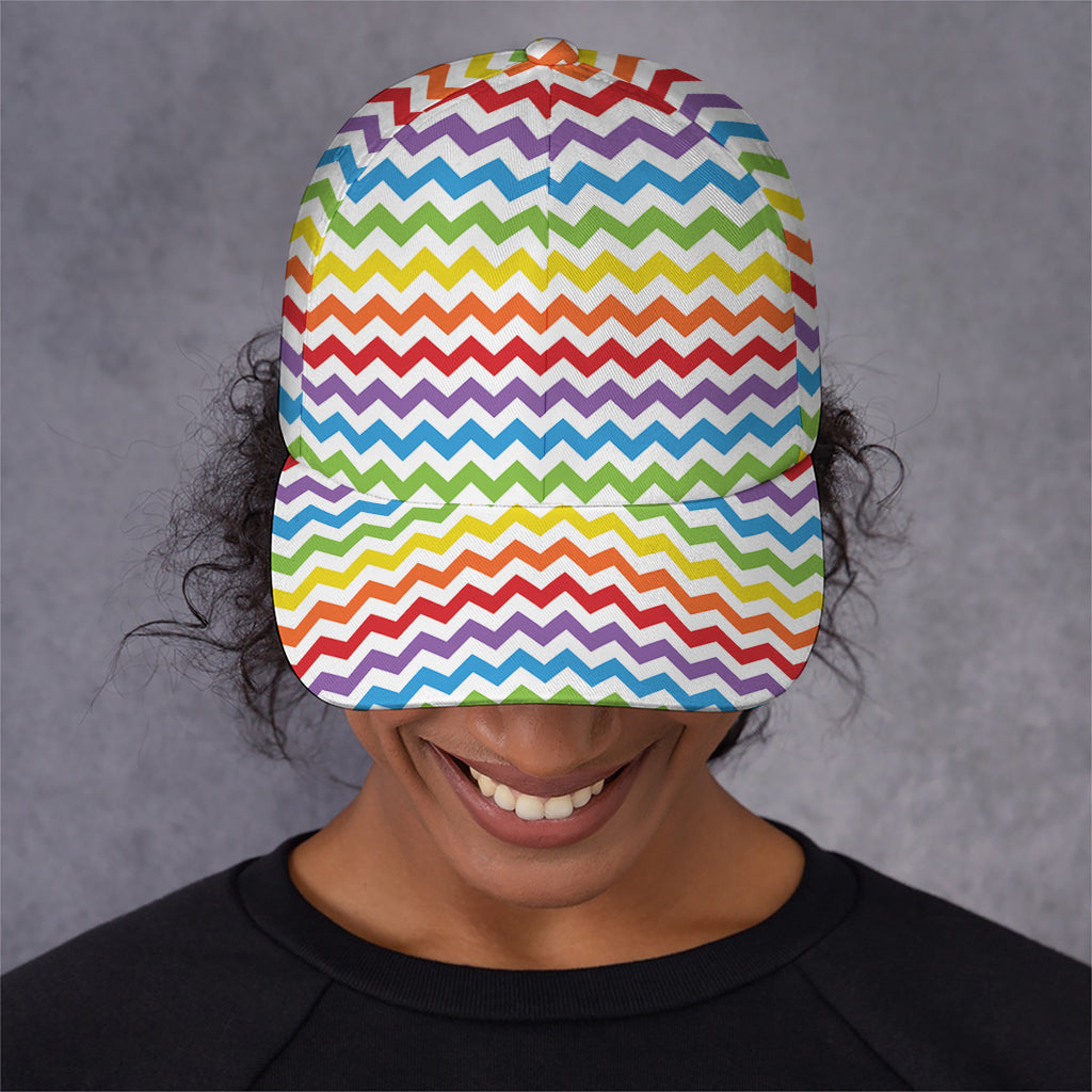 Rainbow Chevron Pattern Print Baseball Cap