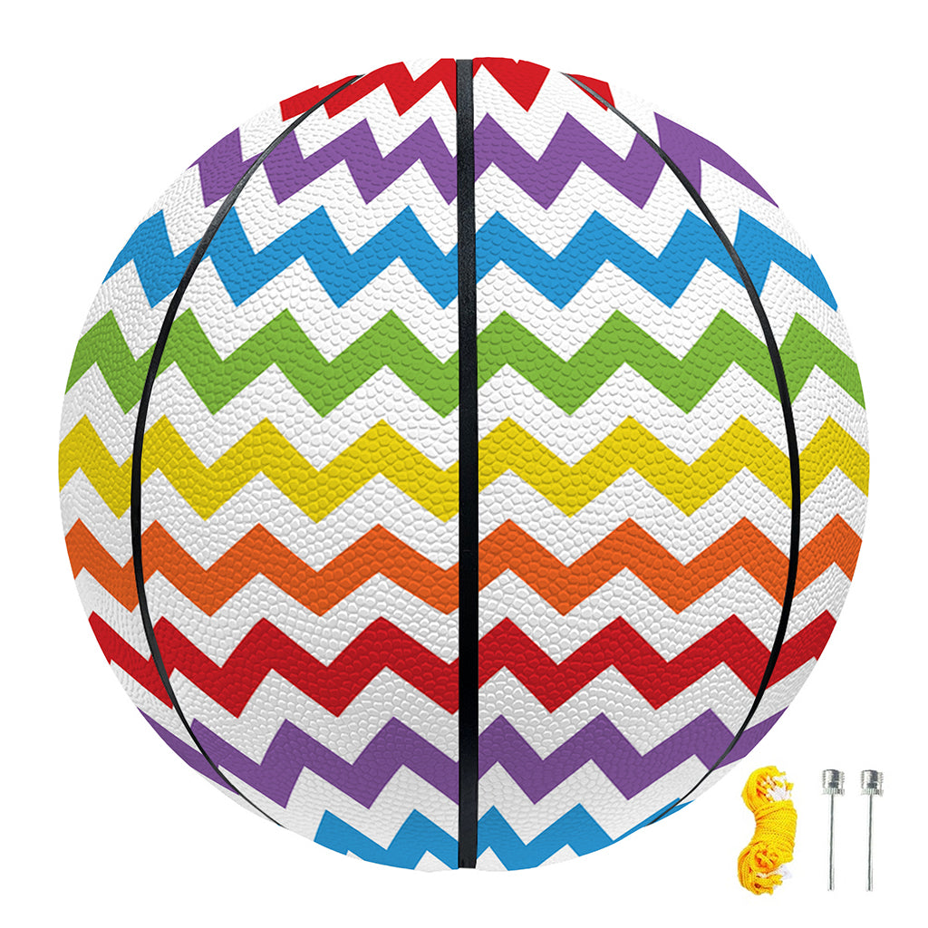 Rainbow Chevron Pattern Print Basketball
