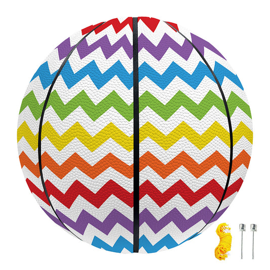 Rainbow Chevron Pattern Print Basketball