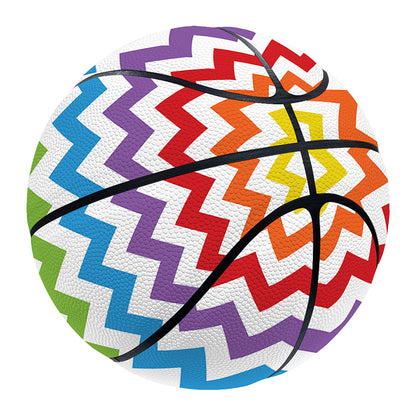 Rainbow Chevron Pattern Print Basketball