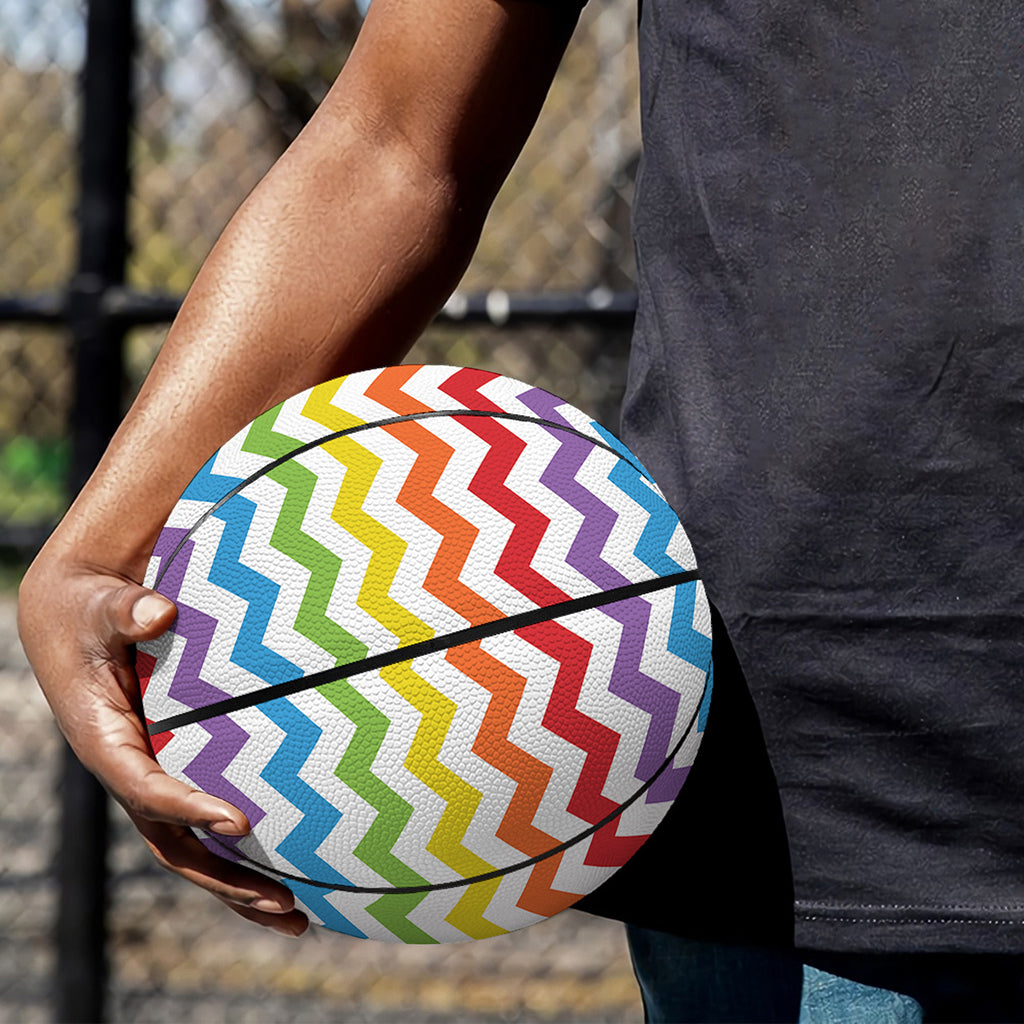 Rainbow Chevron Pattern Print Basketball