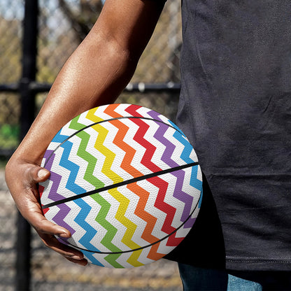 Rainbow Chevron Pattern Print Basketball
