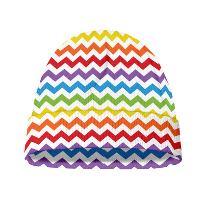Rainbow Chevron Pattern Print Beanie