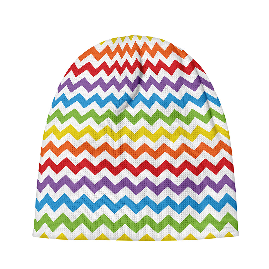 Rainbow Chevron Pattern Print Beanie