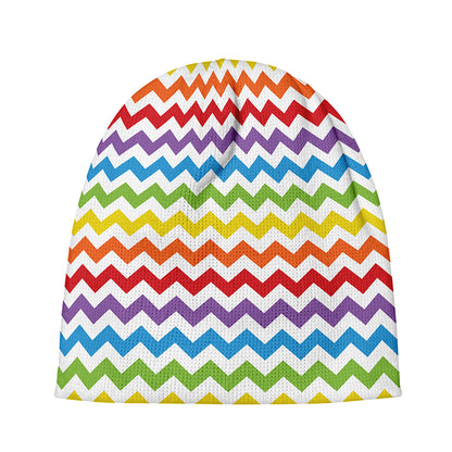 Rainbow Chevron Pattern Print Beanie
