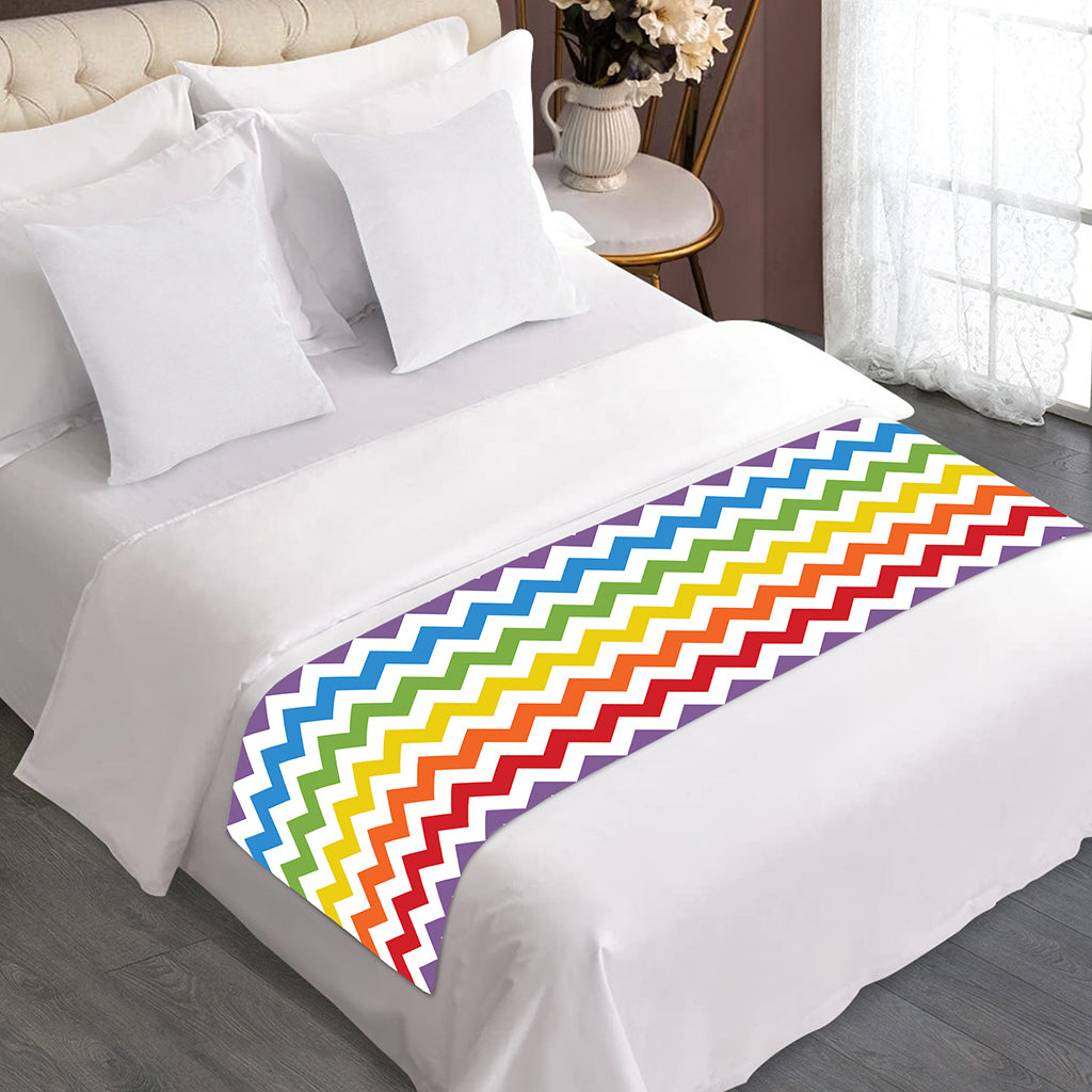 Rainbow Chevron Pattern Print Bed Runner