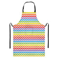 Rainbow Chevron Pattern Print Bib Apron With Pocket