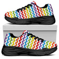 Rainbow Chevron Pattern Print Black Chunky Shoes