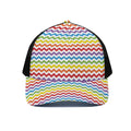 Rainbow Chevron Pattern Print Black Mesh Trucker Hat