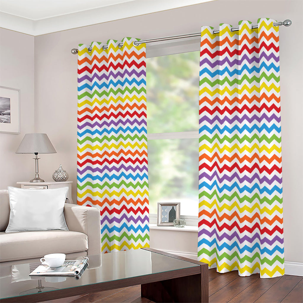 Rainbow Chevron Pattern Print Blackout Grommet Curtains