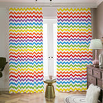 Rainbow Chevron Pattern Print Blackout Pencil Pleat Curtains