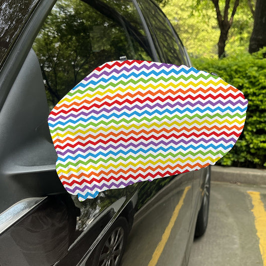Rainbow Chevron Pattern Print Car Side Mirror Covers