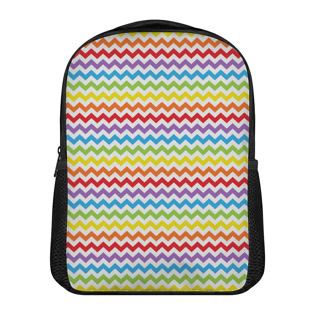 Rainbow Chevron Pattern Print Casual Backpack
