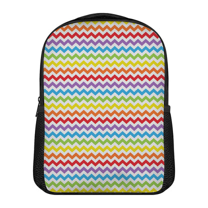 Rainbow Chevron Pattern Print Casual Backpack