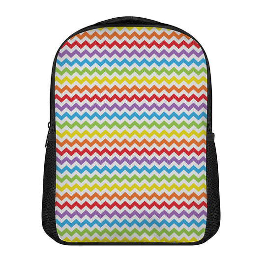 Rainbow Chevron Pattern Print Casual Backpack