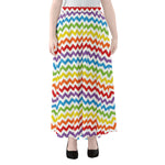 Rainbow Chevron Pattern Print Chiffon Maxi Skirt