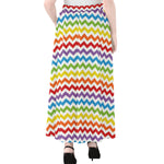 Rainbow Chevron Pattern Print Chiffon Maxi Skirt