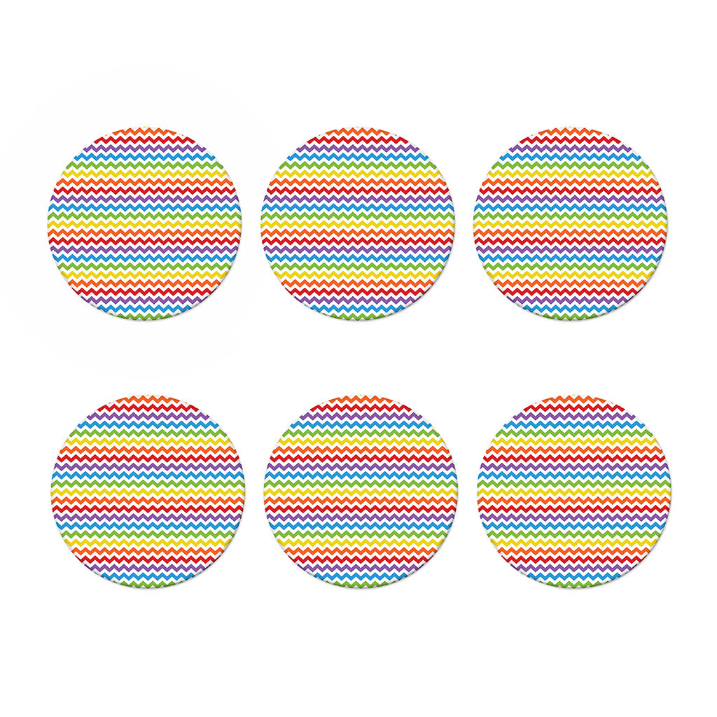 Rainbow Chevron Pattern Print Coaster Set