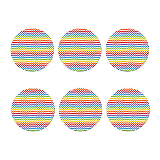 Rainbow Chevron Pattern Print Coaster Set