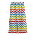 Rainbow Chevron Pattern Print Cotton Front Slit Maxi Skirt