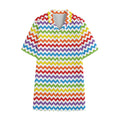 Rainbow Chevron Pattern Print Cotton Hawaiian Shirt