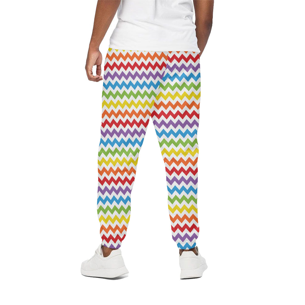 Rainbow Chevron Pattern Print Cotton Pants