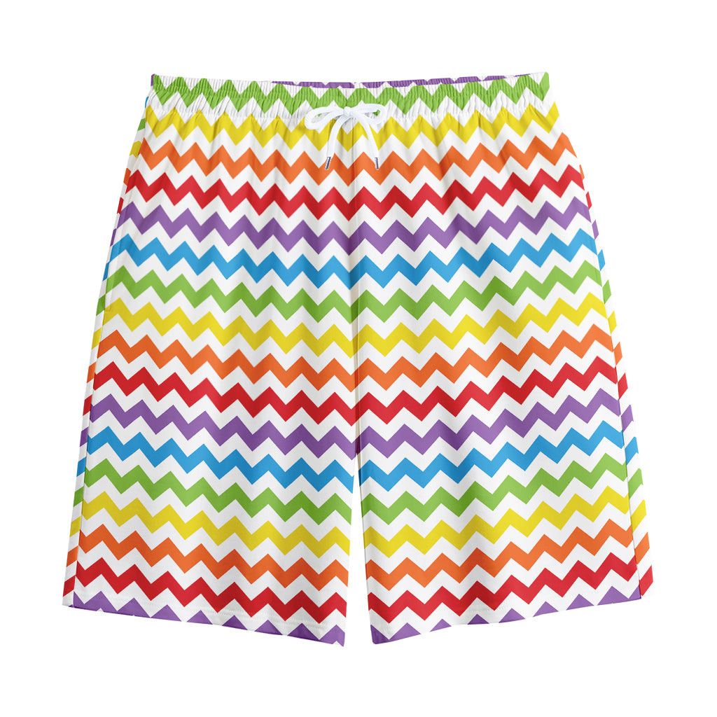 Rainbow Chevron Pattern Print Cotton Shorts