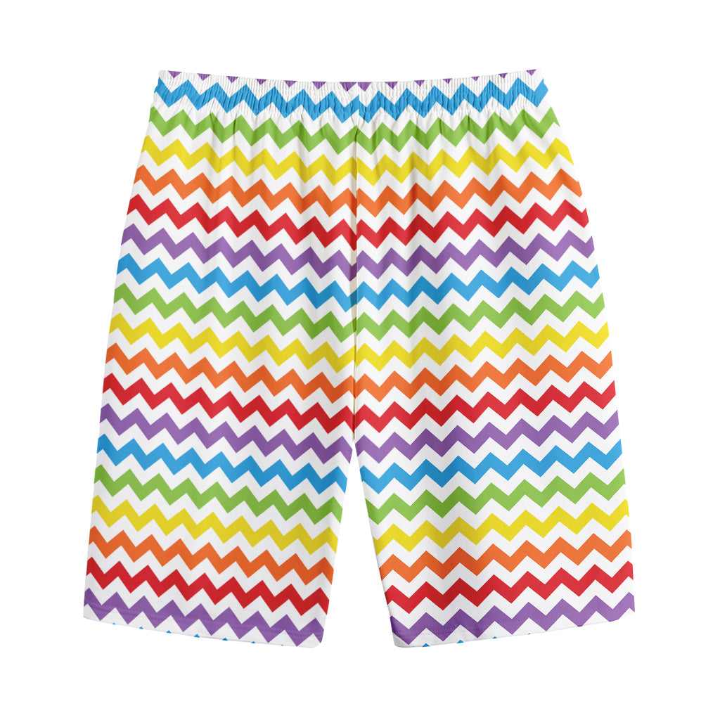 Rainbow Chevron Pattern Print Cotton Shorts