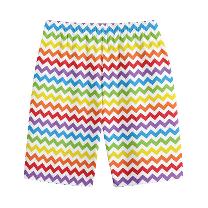 Rainbow Chevron Pattern Print Cotton Shorts