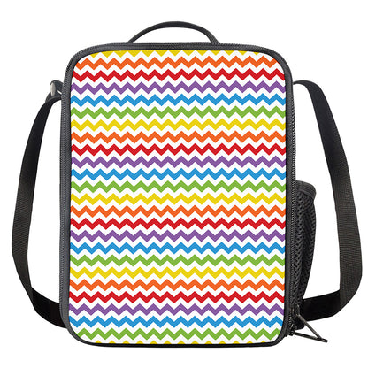 Rainbow Chevron Pattern Print Crossbody Lunch Bag