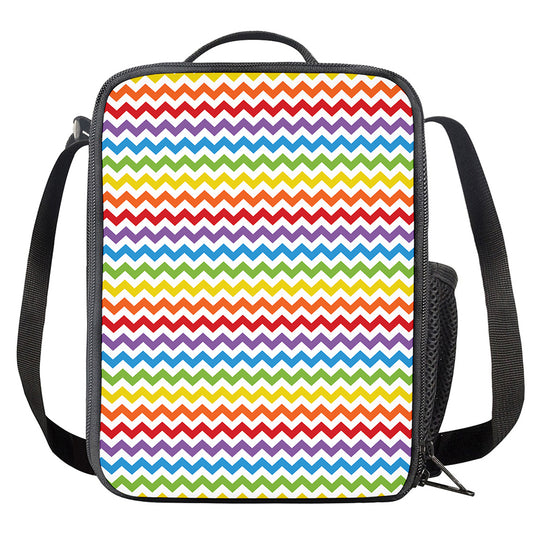 Rainbow Chevron Pattern Print Crossbody Lunch Bag
