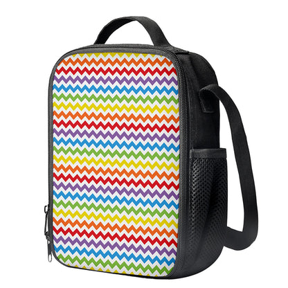 Rainbow Chevron Pattern Print Crossbody Lunch Bag