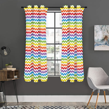 Rainbow Chevron Pattern Print Curtain