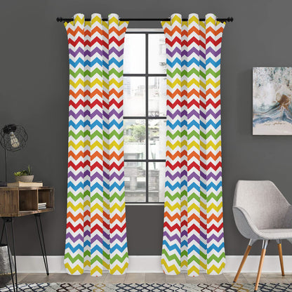 Rainbow Chevron Pattern Print Curtain